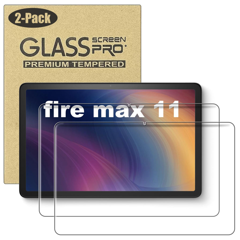 TERPINK 2 Pack Tempered Screen Protector Compatible with Fire Max 11 Tablet 2023, 9H Tempered Glass, 2.5D Arc Edge, Transparent Ultra HD, Fingerprint Proof, Anti-Scratch