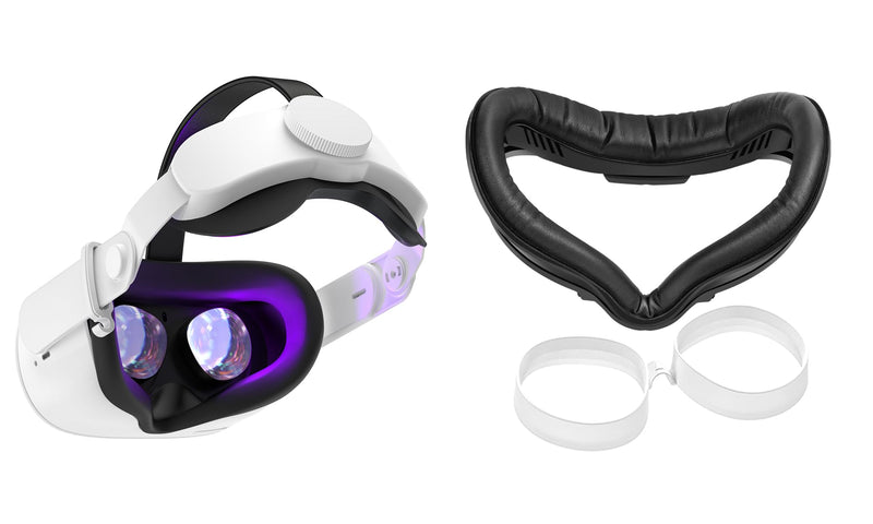 SUPERUS Head Strap and Face Cover Pad & Glasses Spacer (White) for Quest 2, VR Accessories Compatible with Oculus/Meta Quest 2