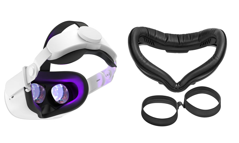SUPERUS Head Strap and Face Cover Pad & Glasses Spacer (Black) for Quest 2, VR Accessories Compatible with Oculus/Meta Quest 2
