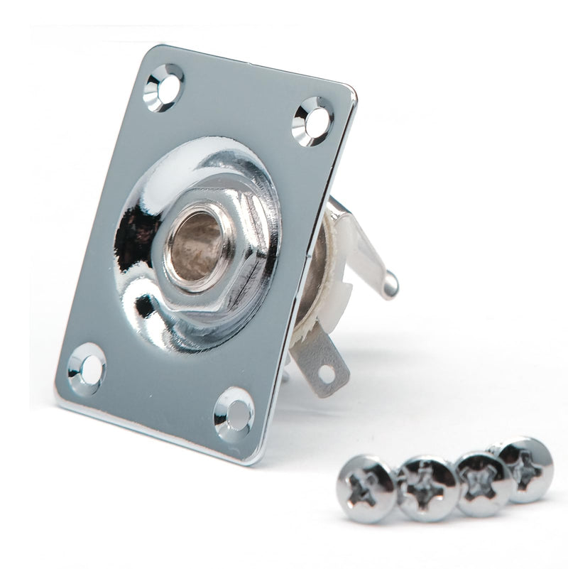 Metal 1/4 Output Jack Plate Input Jack Socket for Tele SG Style Electric Guitar Parts Replacement (Chrome) Chrome