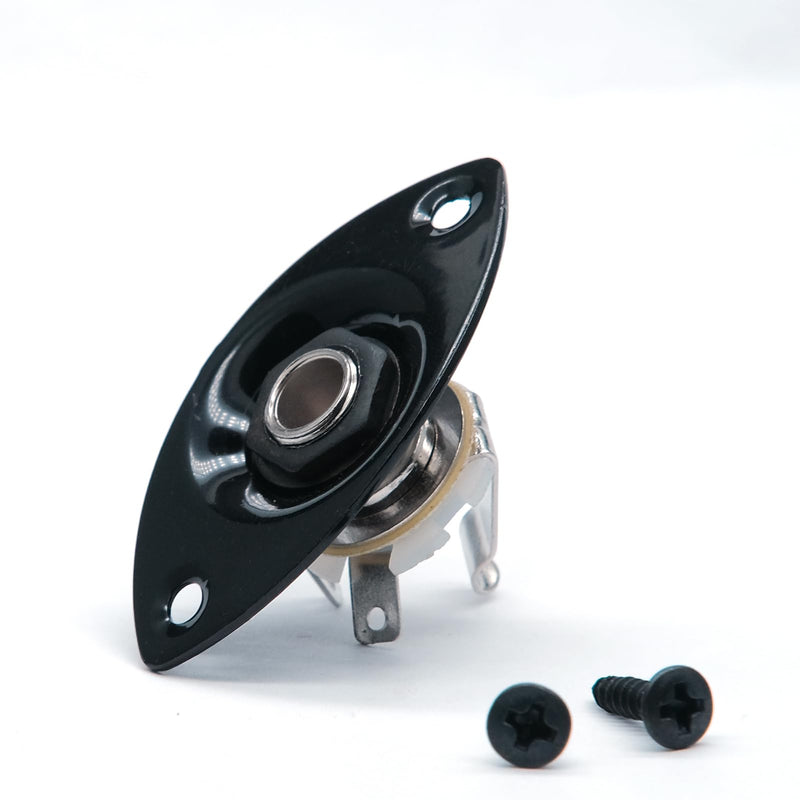 Metal 1/4" Oval Guitar Input Jack Output Plate Jackplate Socket for Fender Strat Tele (Black) Black