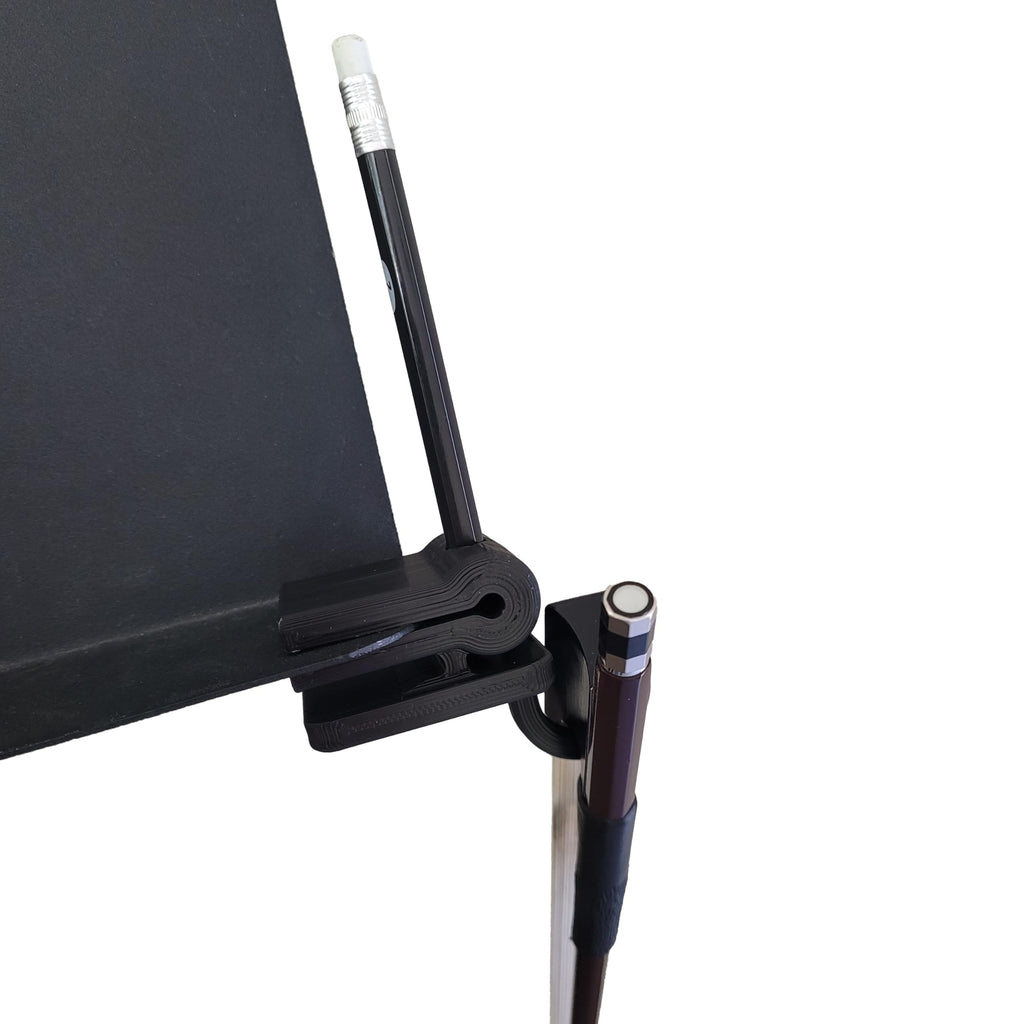 Bow Holder for Music Stand - Combo Bow and Pencil Holder - Violin, Cello, Viola, Bass - Bow Hook