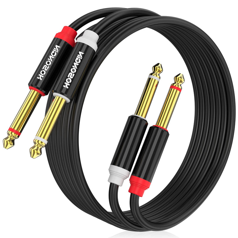 [AUSTRALIA] - HOSONGIN Dual 1/4 inch TS to Dual 1/4 inch TS Stereo Interconnect Insert Cable for Amplifer Mixer, 20 Feet, PVC Jacket-Gold Plated Plug-Double Shielding 