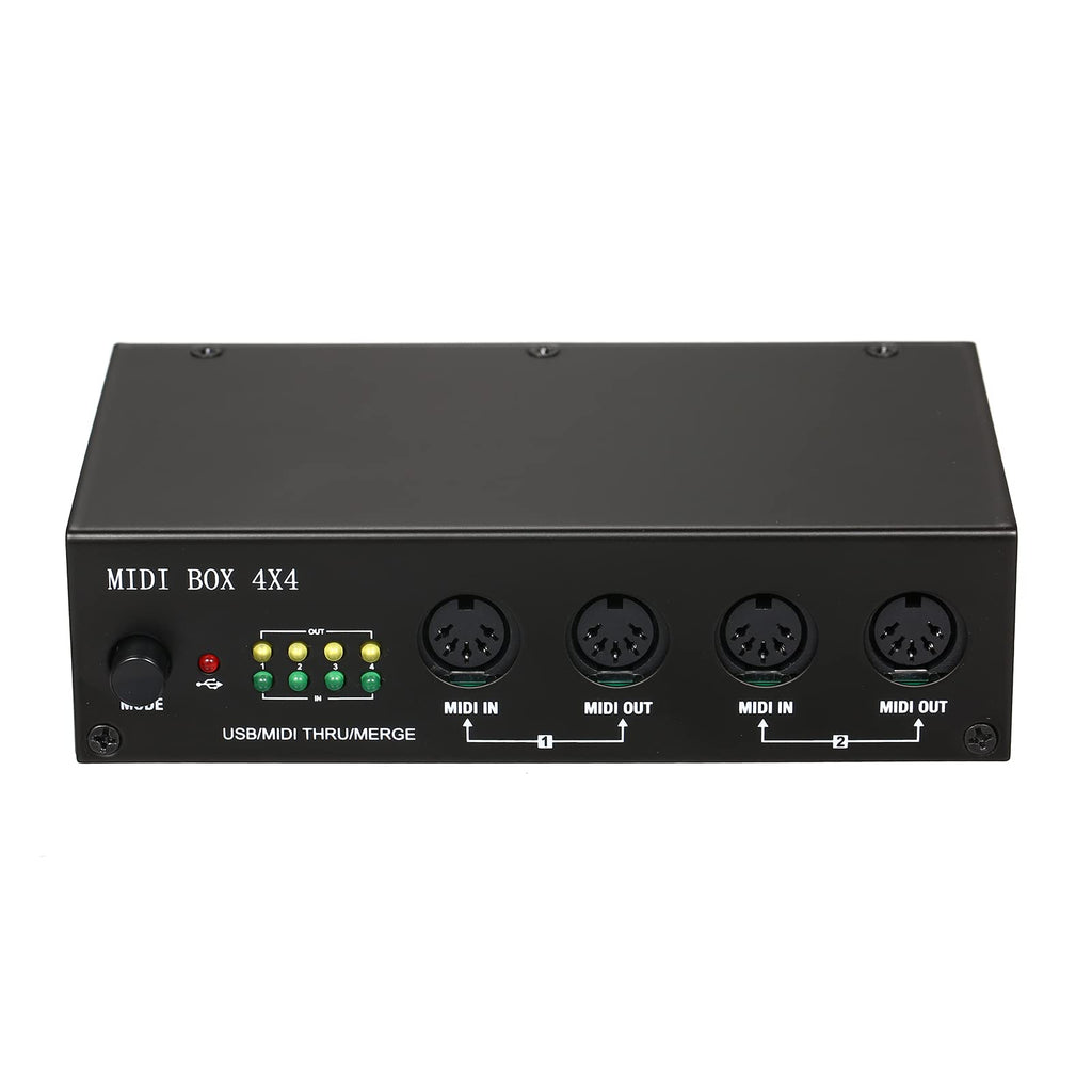 MIDI Interface USB MIDI Interface MIDI Box 4X4 devices for music 4 IN /4 Out 64 MIDI Channels 4i/4o + Merge 2i4o Black