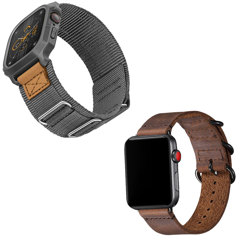 Bundle of the Three buckles Apple Watch Band (Brown/Grey)