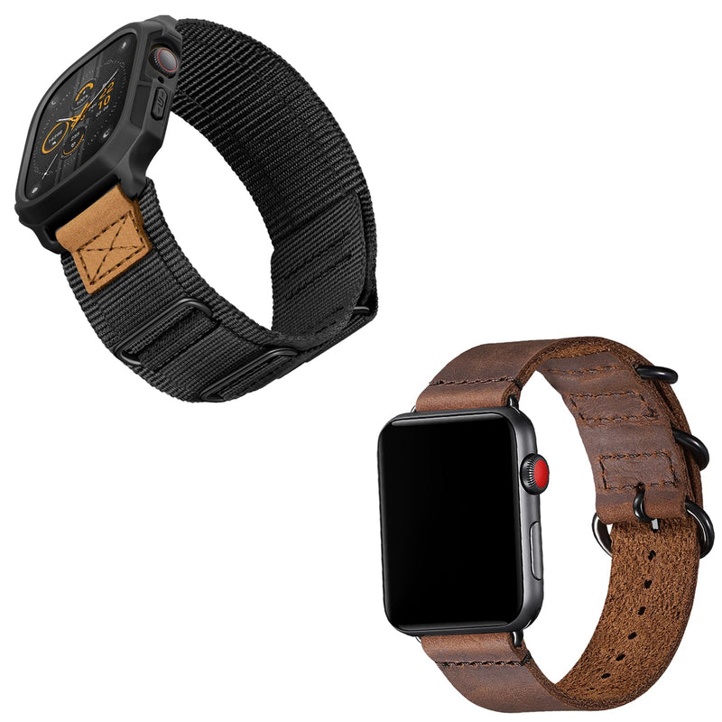 Bundle of the Three buckles Apple Watch Band (Black/Brown)