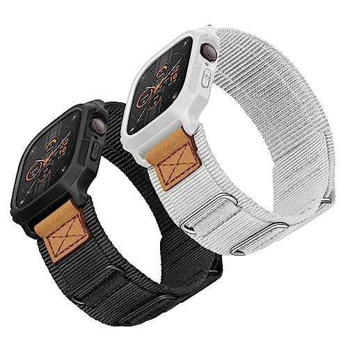 Bundle of the Rugged Nylon Apple Watch Band (Apricot grey/Black)
