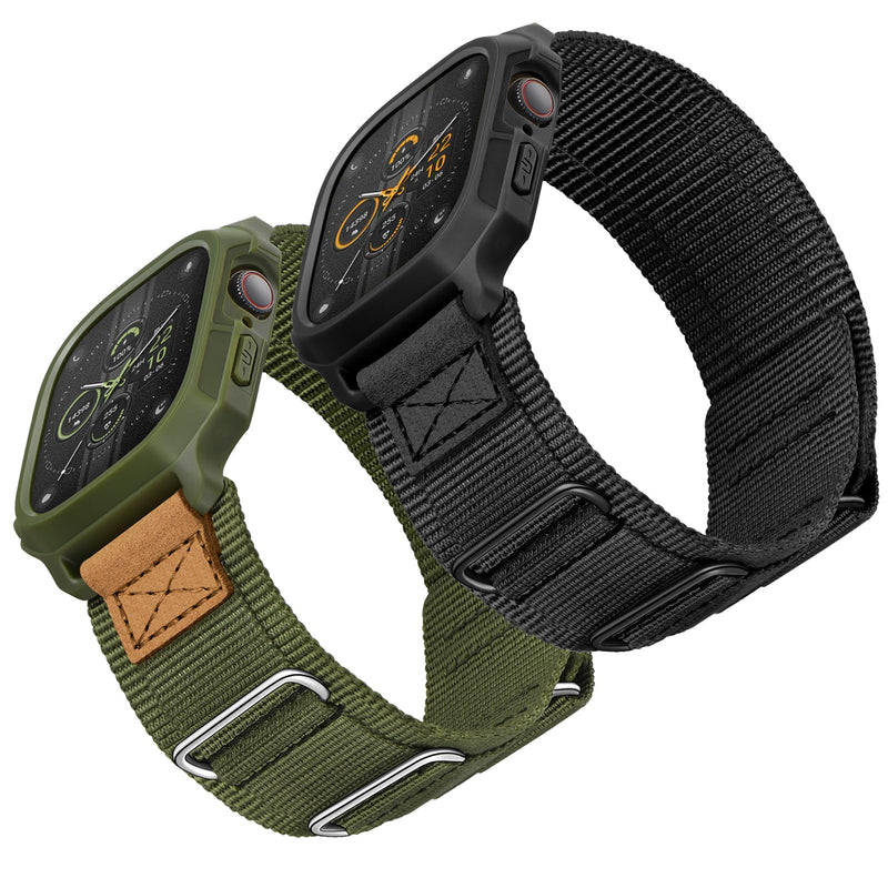 Bundle of the Rugged Nylon Velcro Apple Watch Band (Black-BlackTags/Grey)