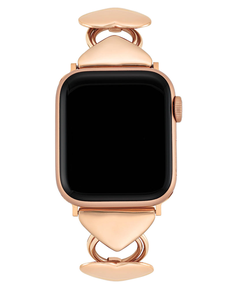 Anne Klein Heart Link Chain Bracelet for Apple Watch Secure, Adjustable, Apple Watch Band Replacement, Fits Most Wrists 42mm (Series 10) & 38/40/41mm Rose Gold