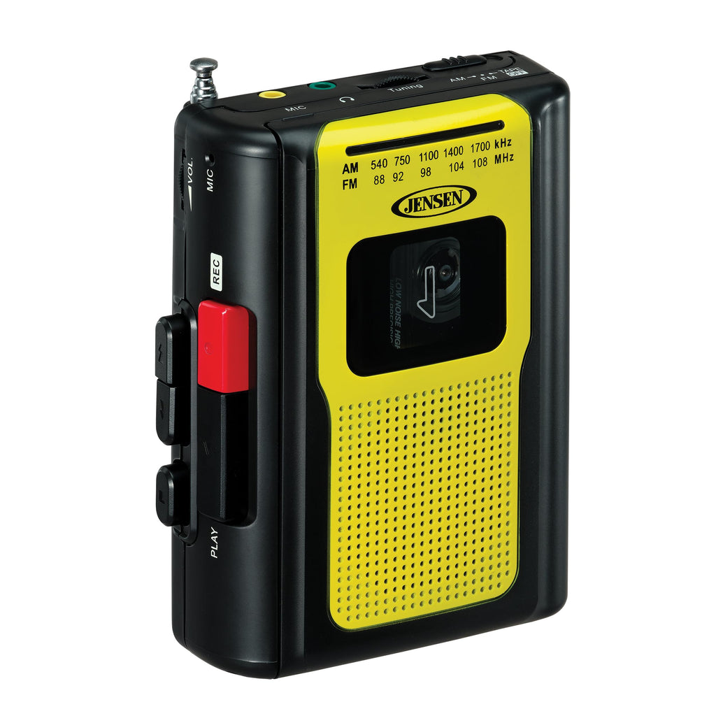 Jensen Retro Portable AM/FM Radio Personal Cassette Player Compact Lightweight Design Stereo AM/FM Radio Cassette Player/Recorder & Built in Speaker (Yellow) Yellow