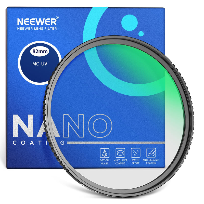 NEEWER 82mm MC UV Protection Filter 24 Layer Multi Resistant Nano Coatings/HD Optical Glass/Water Repellent/Scratch Resistant/Aluminum Alloy Ultra Slim Frame/Ultraviolet Filter