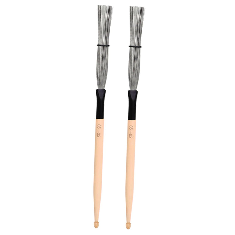 1 Pair Double head drum brush Practical Drum Brush wooden handle drum Drum Stick Brush drum shield snare wire musical instrument drum clean major maple Metal 35.5x1.5cm As Shown