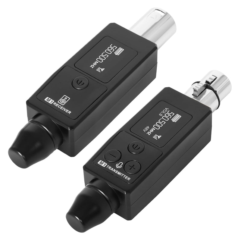 STRICH Wireless Microphone XLR Transmitter and Receiver, UHF Wireless Microphone System Plug-on, Wireless Mic Adapter with 48V Phantom Power for Dynamic Mic, Condenser Mic, Audio Mixer, PA System, M1