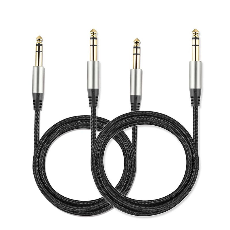 Pack of 2 TRS Instrument Cable 1/4 Inch Straight 6.35mm Male Jack Nylon Braided Studio Cord (3.3 Feet-2 Pack) 3.3 Feet-2 Pack