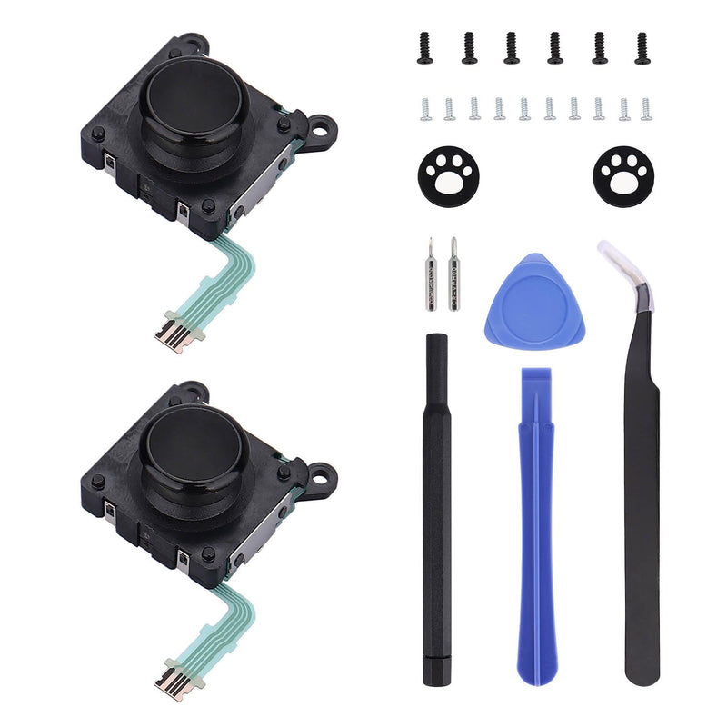 2-Pack Joysticks Replacement for PS Vita 2000 2001, Analog 3D Thumb Stick with Thumbstick Grips & Screws for PSV 2000 Black - 2pcs