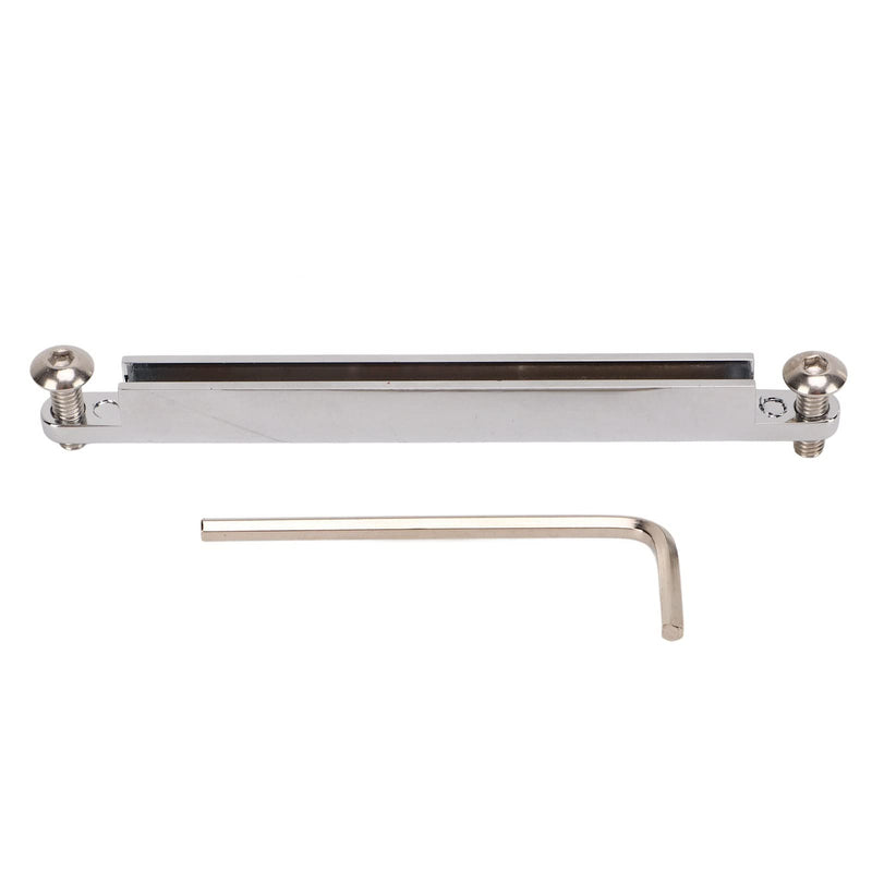 Guitar Nut Saddle Set with Shaft Wrench, 82mm Silver Metal Adjustable Acoustic Guitar Bridge Saddle for Replacement Repairing