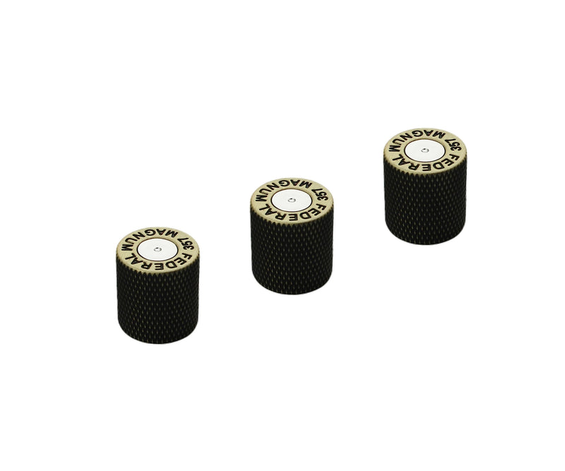 Guyker Guitar Knobs with 6mm Dia. Shaft Pots - Brass Bullet Case Style Tone and Volume Control Potentiometer Knob Replacement for Precision Electric Guitar or Bass (3 Piece, Antique Brass)