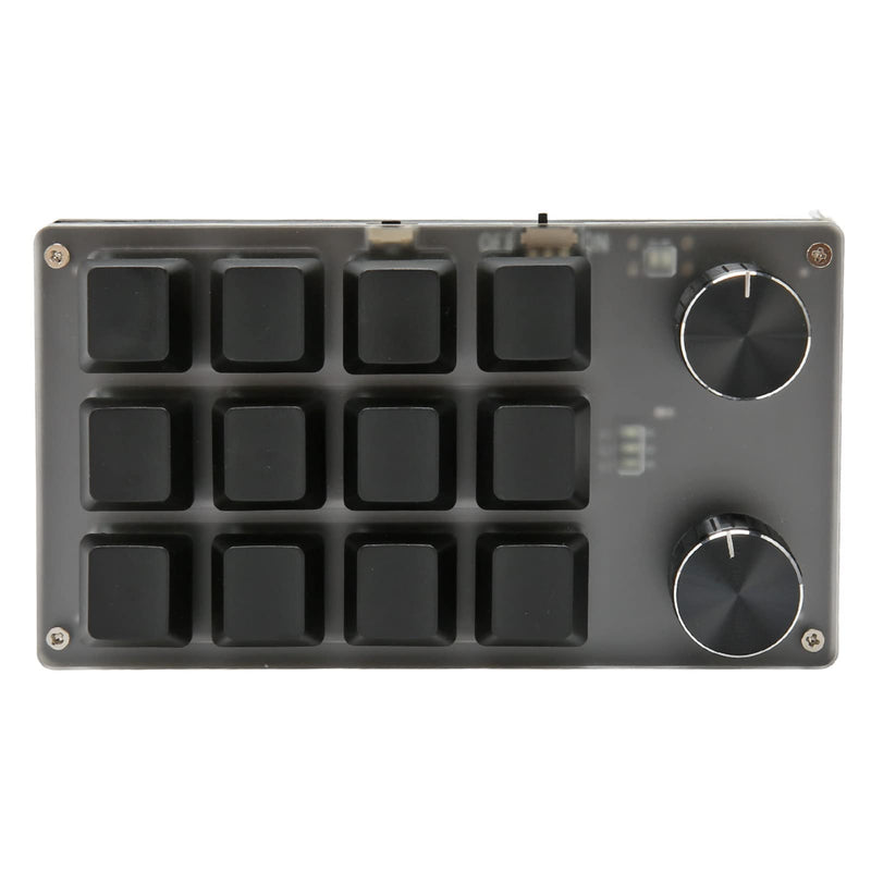 EBTOOLS Mini Keypad, Knob Design Red Switch One Handed Mechanical Programmable Keypad, Wires USB BT Dual Mode, for for Vista, for Linux, for OS X (12 Keys with 2 Knobs) 12 Keys with 2 Knobs