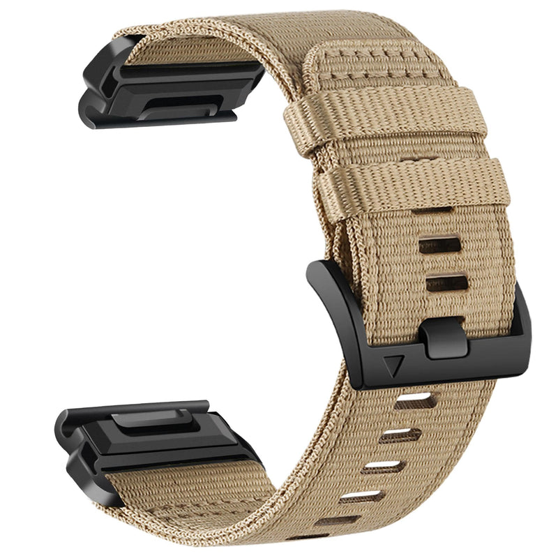 Abanen Rugged Nylon Watch Bands for Garmin Fenix 7X / Fenix 6X / Fenix 5X/Enduro 2, Quick Fit 26mm Adjustable Woven Nylon Sports Wrist Strap with Stainless Steel Clasp for Tactix 7 Pro, epix Pro 51mm Coyote Tan