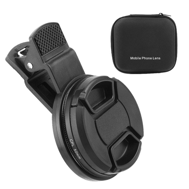 52mm Clip-on CPL Phone Camera Lens Filter, Universal CPL Phone Camera Lens Polarizer Clip-On Cellphone CPL Filter Compatible with iPhoneSamsung/Android Smartphones(Size:52mm) 52mm