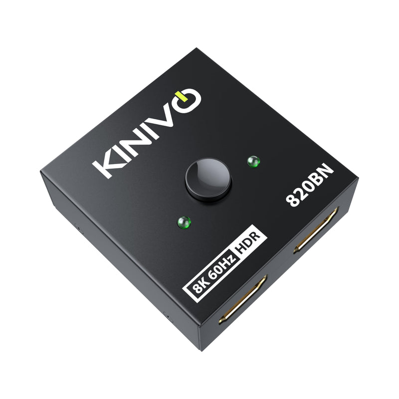 [AUSTRALIA] - Kinivo 8K HDMI Switch 2 in 1 Out - (Uni-Directional, 8K 60Hz, Ultra HD Switcher Hub, 48Gbps HDMI Hub, HDR10+ Selector, Manual Switching Only) - Compatible with HDTV, PS5/4, Xbox, Projector 8K - 2 Port 