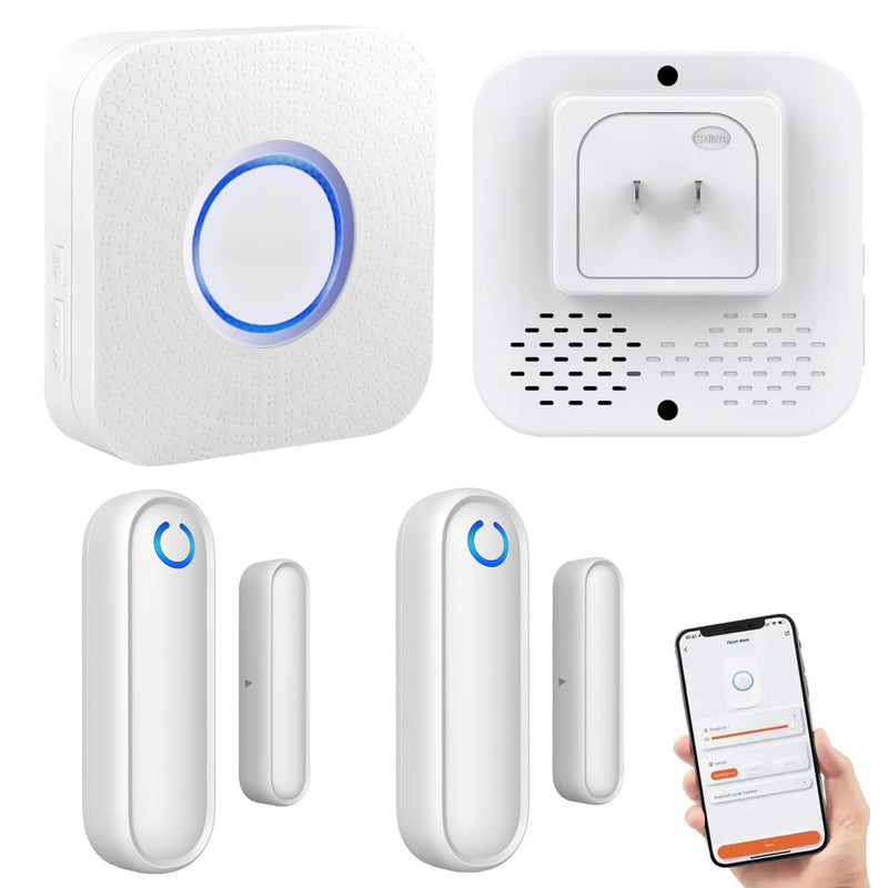 Caregiver Pager WiFi Door Alarms for Dementia Patients with Phone App,WiFi Smart Door Sensor Alarm for Kid Safety/Home Security/Elderly/Business/Store/Mailbox(2 Sensor 1 Gateway)