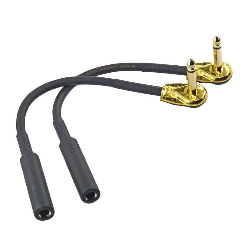 WJSTN Right Angle 6.35 mm Male to 6.35 Female Adapter Gold Plated ¼ inch ts to ts Pancake Type Connectors Cable for Speaker Patch Guitar (TS Male to TS Female) TS Male to TS Female