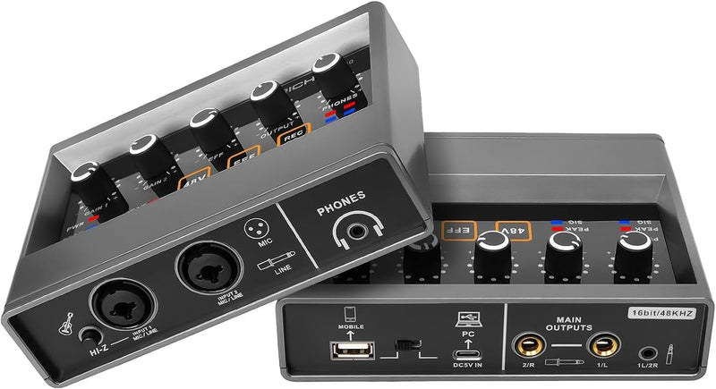 STERNBACH Professional 2 Channel Audio Interface USB-C Recording Sound Card Built-in Monitor Jack, 48V Phantom Power For Studio Recording, Live Sessions & Podcasts