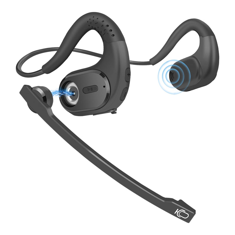 [AUSTRALIA] - BANIGIPA Bluetooth Headset with Removable Microphone, Noise Cancelling Wireless Headset for Phones Laptop Computer PC, Open Ear Headphones for Office Meeting Running Cycling Driving Working-12 Hrs A-G9 Black Headset Set 