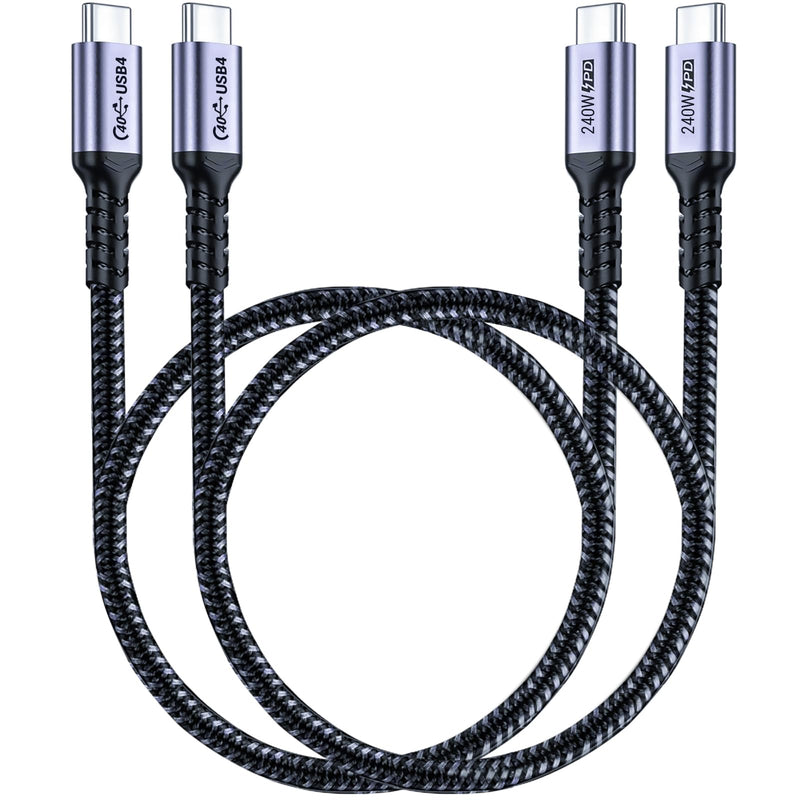 1.5FT USB 4 Cable 2 Packs 40Gbps USB 4 Cable with 240W Fast Charging and 8K Video Display Compatible with Thunderbolt 4, Thunderbolt 3, MacBook, iPhone 16/16 Plus/16 Pro Max 1.5ft, 1.5ft 240W / 40Gbps / 8k