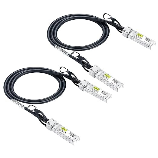 10Gtek 1.25G SFP DAC Twinax Cable - Gigabit Passive Direct Attach Copper Twinax SFP Cable for Cisco SFP-1GBASE-CU0.5M, Ubiquiti UniFi, Fortinet, Netgear, TP-Link and More, 0.5-Meter(1.6ft), 2-Pack 0.5m