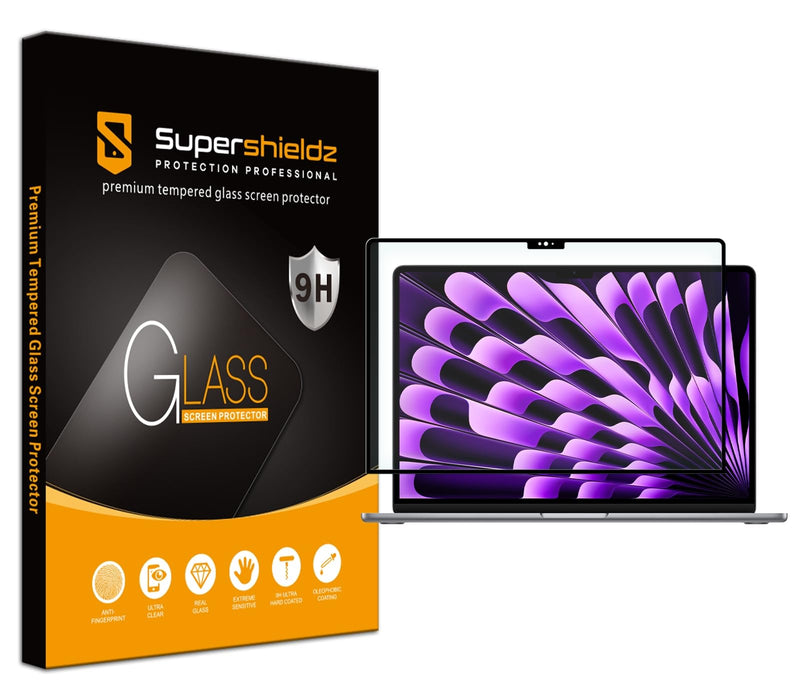 Supershieldz Designed for MacBook Air 15 inch (2023) Tempered Glass Screen Protector, Anti Scratch, Bubble Free