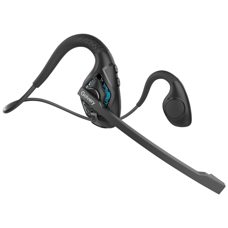 Golvery Latest Bluetooth 5.3 Headset w/DSP Noise Canceling Boom Microphone & Mute for Cellphone, Lightweight Comfort Open Ear Wireless Headphones for PC Laptop Office Meeting Home Working, 10H Cyan
