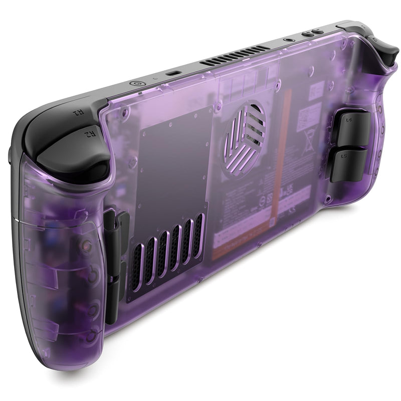 JSAUX Transparent Back Plate Vents Version Compatible for Steam Deck, DIY Clear Edition Replacement Shell Case Compatible with Steam Deck - PC0106 Vents Version (aka PC0106B) [Purple] Back Plate Vent Purple