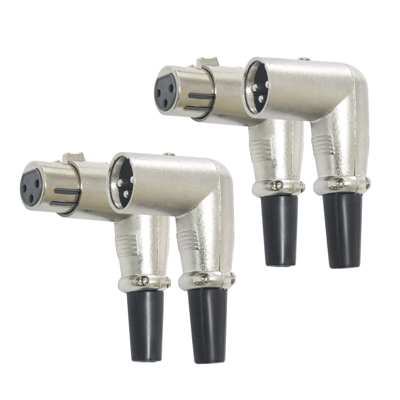 MAD OWL 90 Degree XLR Cable, 2 Male and 2 Female, 4 Pin, Indoor Use, Suitable for Audio Recording, Live Sound, DJ Performances, Compatible with Microphone, Mixer, Amplifier 2PC Female+2PC Male