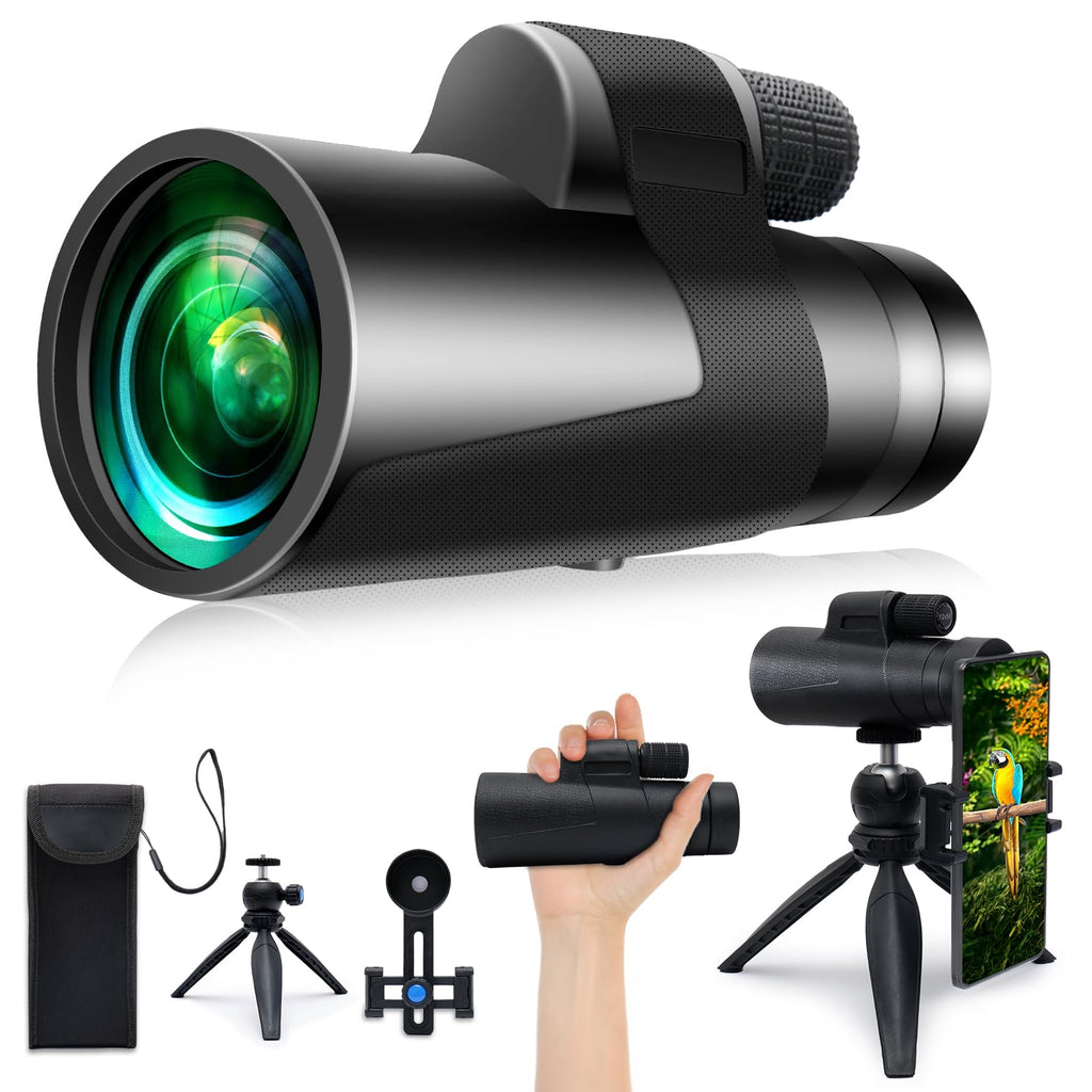 80x100 Monocular Telescope, Monoculars for Adults High Powered, Compact Monocular with Low Light Night Vision, BAK4 Prism & FMC Lens, Ideal for Bird Watching, Hunting, Hiking, Camping, Stargazing 80X100