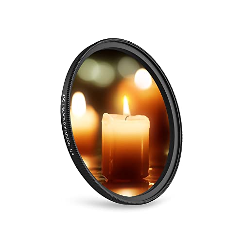 JJC 55mm Black Diffusion 1/2 Filter, Mist Cinematic Filter for Camera Lens