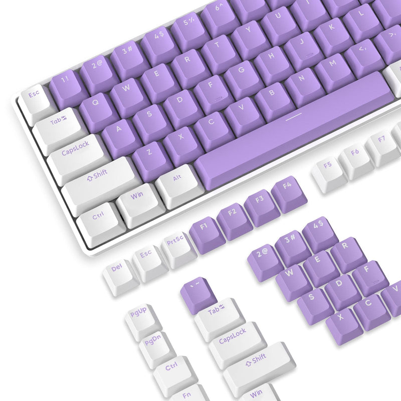 104 Key Custom PBT Keycap Set Double Shot OEM Profile for 61/68/87/98/100/104Key TKL 60% and Full Size Cherry MX Gateron Kailh Outemu Cross Type Switch US Layout Mechanical Keyboard DIY(White Purple) White Purple