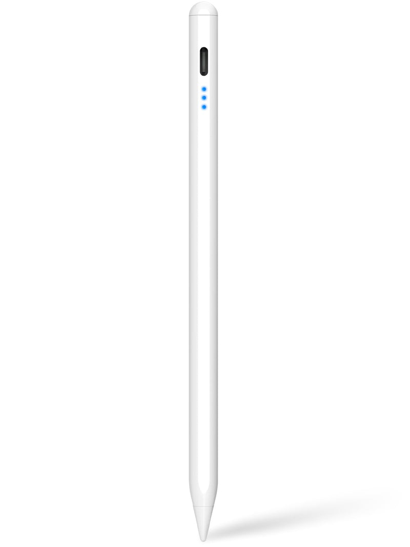 Stylus Pen for iPad, 5min Fast Charge Pencil for iPad/Pro/Air/Min 2018-2024, Pen for iPad with Tilt Sensitive& Palm Rejection& Magnetic for Professional Drawing, Writing, Working (White) WHITE