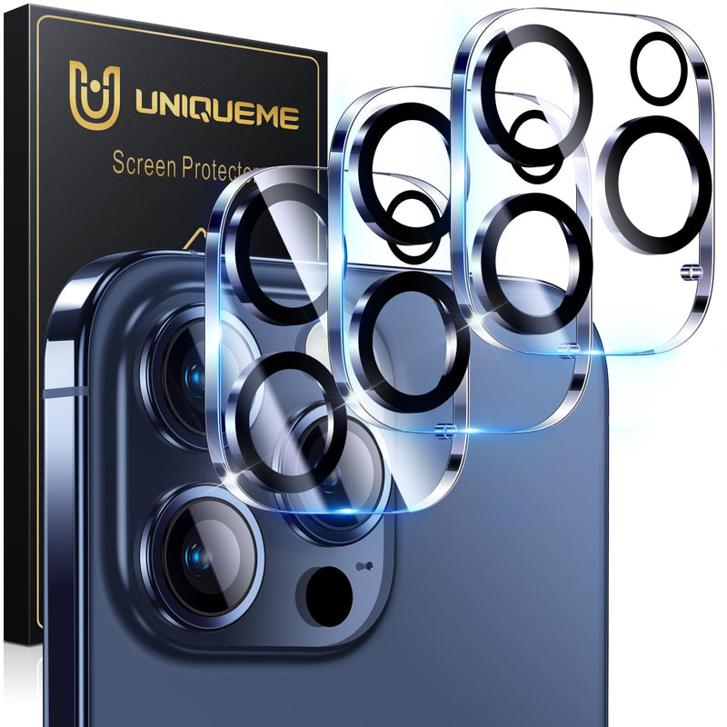 UniqueMe Compatible for 3 Pack iPhone 15 Pro/iPhone 15 Pro Max Camera Lens Protector, [Drop Protection] [Case Friendly] 9H Tempered Glass Camera Cover Screen [2023 New Version] 15 Pro/15 Pro Max Transparent