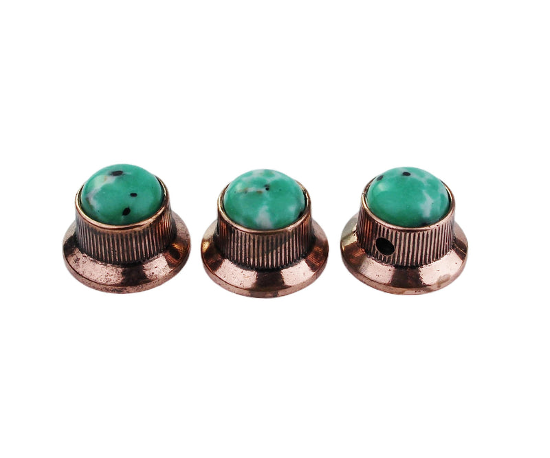 [AUSTRALIA] - Guyker Top Hat Guitar Bass Potentiometer Control Knobs with 6mm Dia. Shaft Pots - 3PCS Zinc alloy Bell Speed Tone Volume Knob Replacement Part, (Green Top, bronze) Green Top 