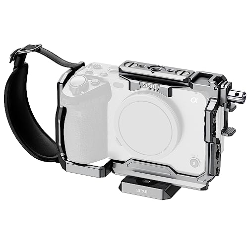 SIRUI Camera Cage for Sony FX 3 FX30 with Wrist Strap Cable Clamp for HDMI NATO Rail, QR Plate for Arca-Swiss, Compatible with Sony XLR Handle and Compatible with DJI RS2 RS3 Gimbal, Grey Cage+Wrist Strap
