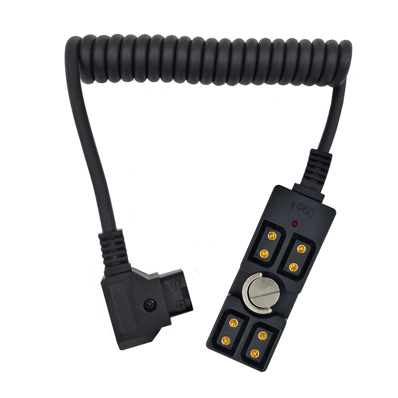 D-tap Male to 4 Port Female Splitter Power Cable Hub Connector Suitable for Anton Bauer V-Mount ARRI RED Camera TILTA Steadicam IDX Battery, with Indicator Light for D-Tap outputs X