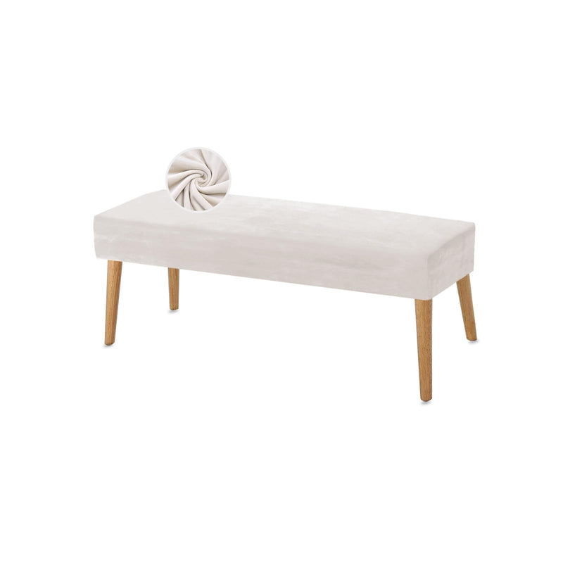 [AUSTRALIA] - Piano Bench Cover Stretch Velvet Thick Bench Cushion Protector Cover Rectangle Bench Covers for Living Room,Bedroom,Kitchen(Medium Size,Beige) Velvet Fabric Beige Medium 