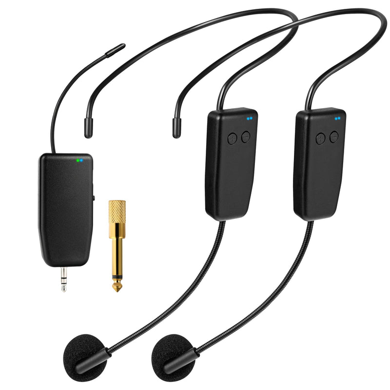 [AUSTRALIA] - Wireless Microphone System for 2 People,160ft Range, 2.4G Dual Wireless Headset Mics for Karaoke Speaker, Amplifier, Mic Speakers, PA System, Yoga,Teaching, Fitness 
