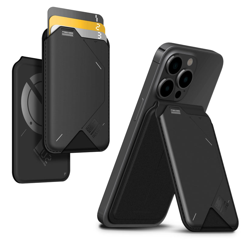 Aulumu G02 [2-in-1] Magnetic Wallet &Stand, Compatible with MagSafe, Adjustable Stand, Open ID Window, Magnetic Phone Wallet Stick on for iPhone 14/13/12 Series Black 【2nd Generation】 NEW