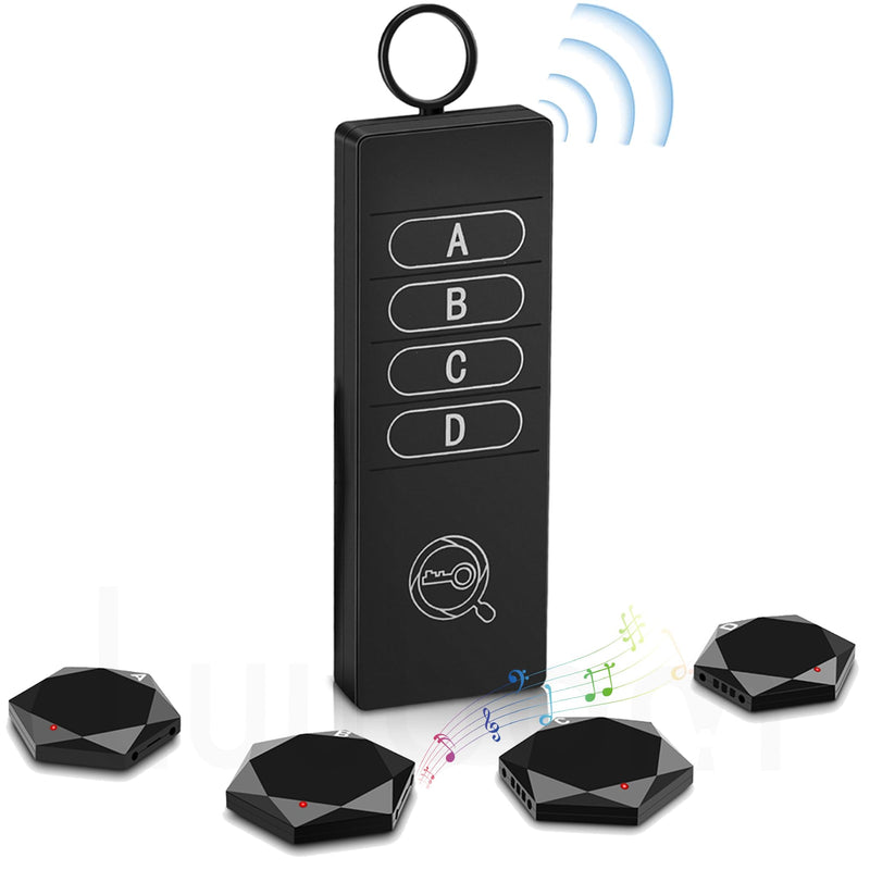 [AUSTRALIA] - Key Finder 1 Transmitter 4 Receivers, 80dB+ Wireless Item Locator 164ft Range for Keys Remote Pet Collar Luggage, No App or Bluetooth, Easy for Elderly & Kids 