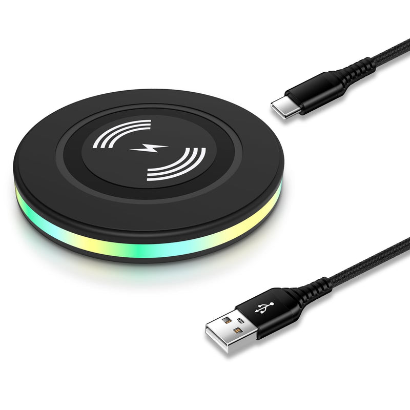 15W Samsung Wireless Charger Fast Charging for Samsung Galaxy S24 S23 Ultra S22+ S21 S20 FE S10 S9, Wireless Charger Pad Phone Charging Station for iPhone 15 14 13 12 11, Google Pixel 8 Pro 7a 6 Pro 1-Pack Black