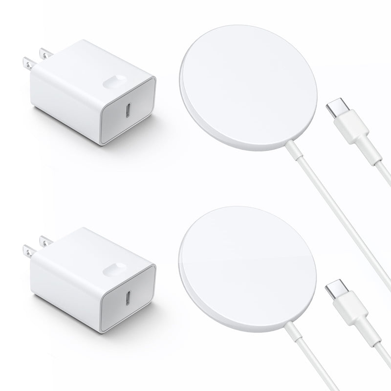 Magnetic Wireless Charger for iPhone 15 14 Wireless Charger with 20W PD USB C Charger, 2 Pack SMOONFACE Compatible with Magsafe Charger for iPhone 15/15Pro/15promax/ 14/14pro/14plus/14promax/AirPods3 A-White