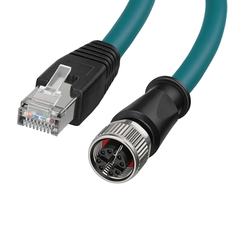 10Gbps M12 8 Pin Female X-Code RJ45 Ethernet Cord for High Speed Data Transfer 8M 8 Pin X-Code Female to RJ45 Male